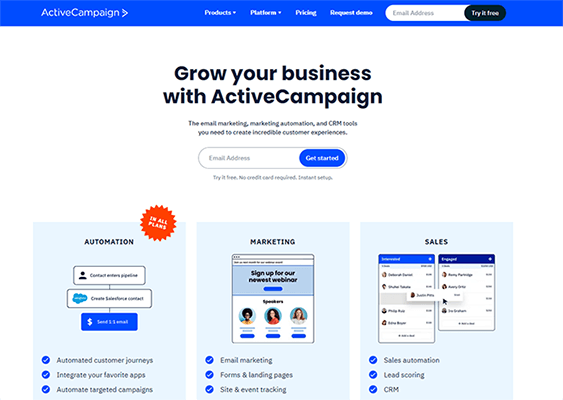 01 activecampaign homepage