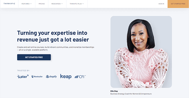 01 thinkific homepage
