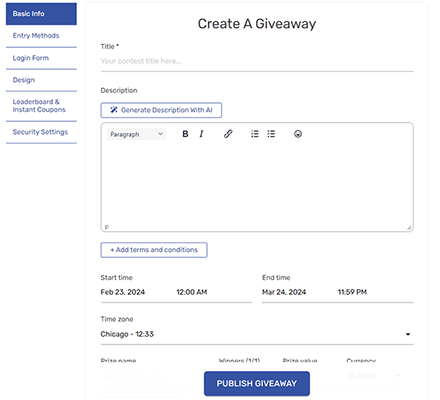 03 SweepWidget features - new giveaway