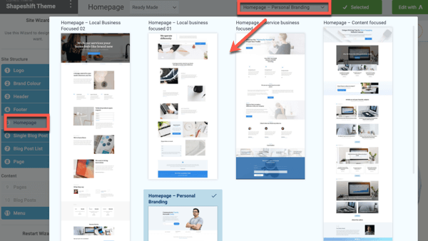 04 site wizard homepages