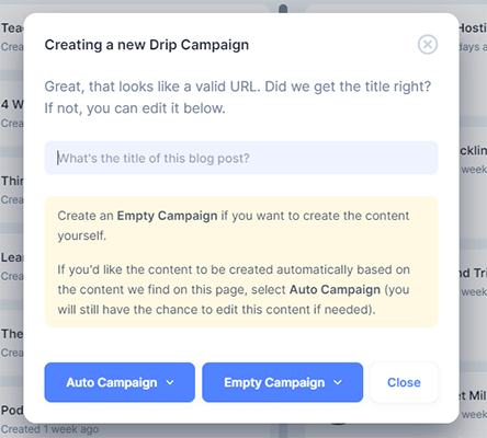 08 Campaigns - Create a new drip campaign with Missinglettr