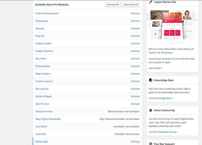 10 Astra Pro functionality