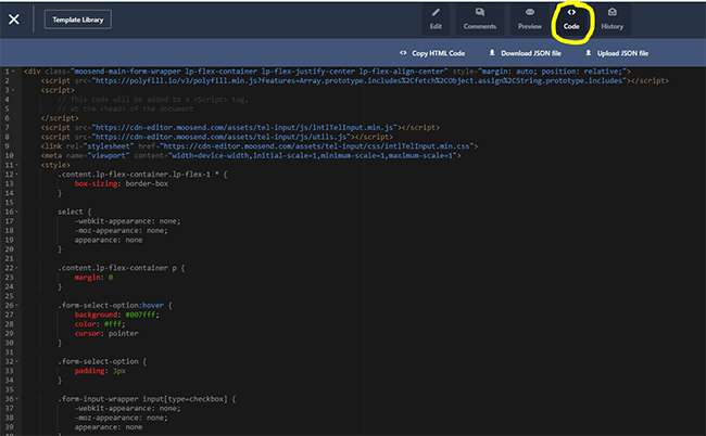 11 form builder code mode