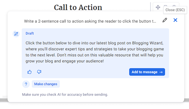 13 messages call to action