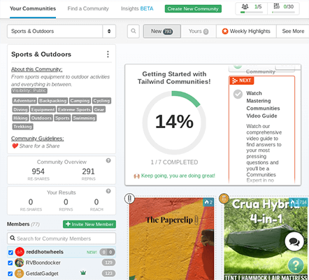 20 community dashboard