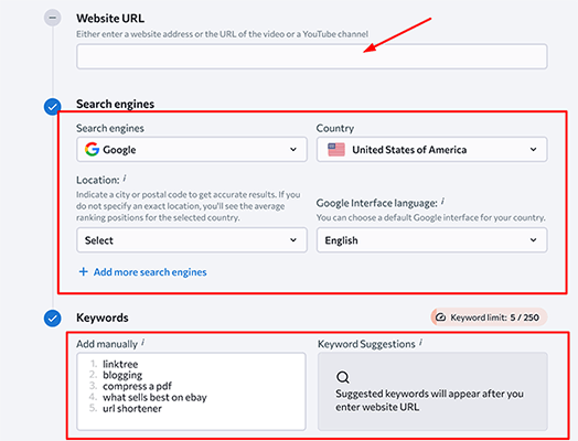 31 keyword rank tracker create project