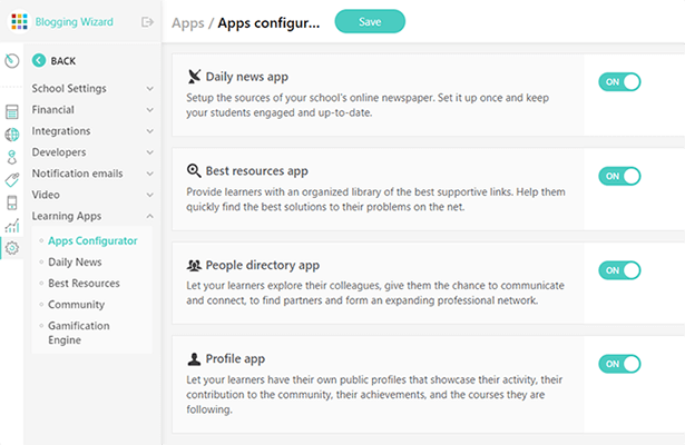 32 learning apps settings