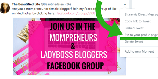 6 pin a graphic with your link on twitter