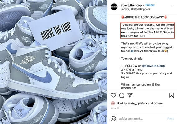 Above the loop rebrand instagram giveaway