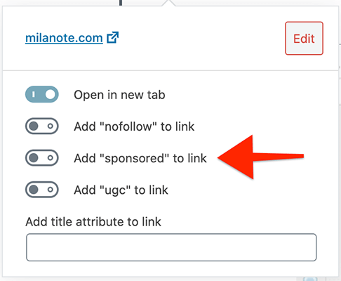 Add a sponsored tag