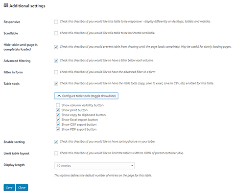Additional Settings