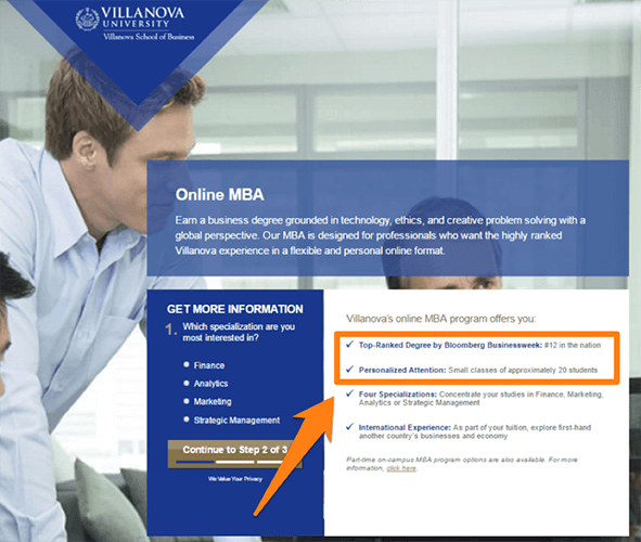 address persona specific objections online mba program