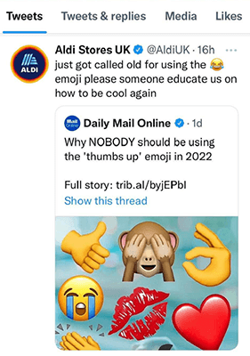aldi twitter tweet tone