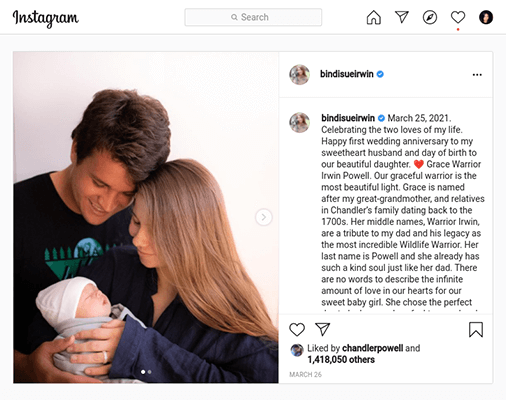 bindi irwin instagram post