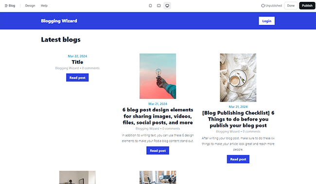 Blog builder - page editor
