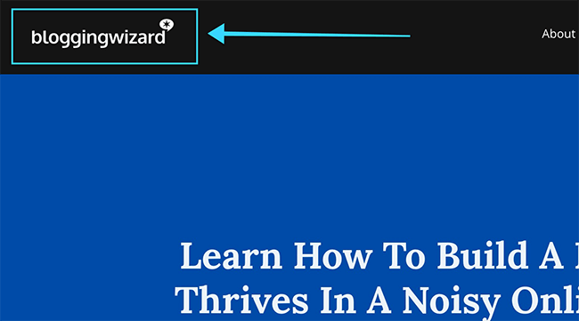 blogging wizard rectangle logo on website