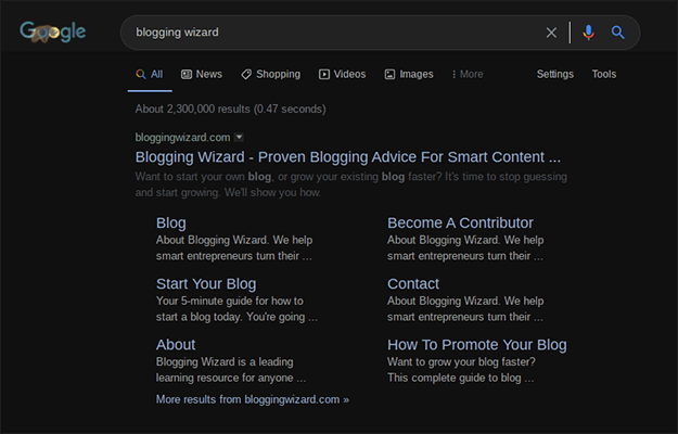 Blogging wizard google snippet