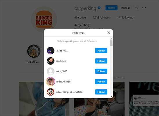 burger kings followers
