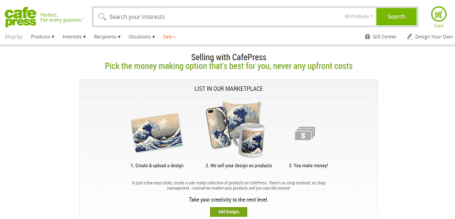 CafePress Homepage