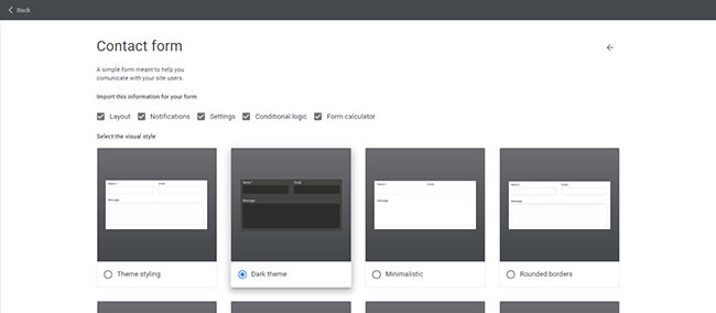 choose layout of your form