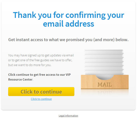 Confirmation page