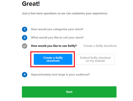 create a sellfy storefront
