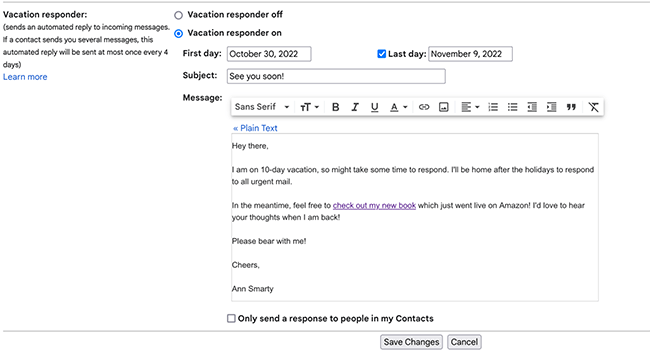 create an auto reply