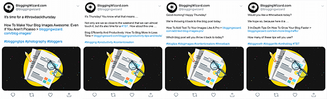 Creating throwback Thursday Twitter tweets
