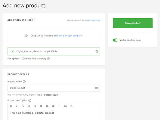 Customize first digital product