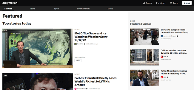 Dailymotion Homepage