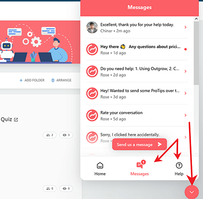 dashboard and ui messages