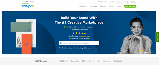 designhill homepage
