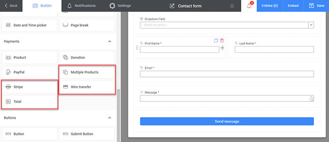 drag and drop premium fields