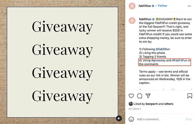 Fabfitfun instagram giveaway