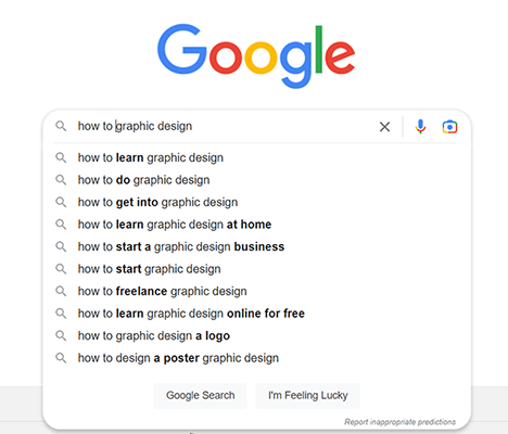 google search results how to graphic design