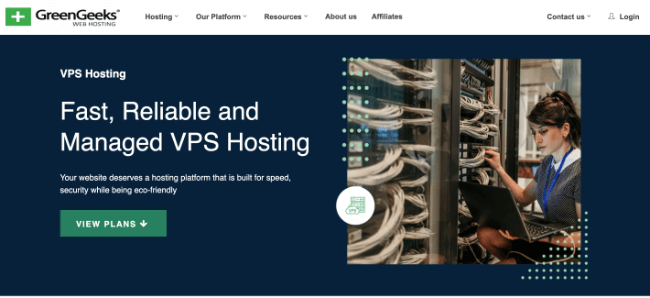 greengeeks vps homepage