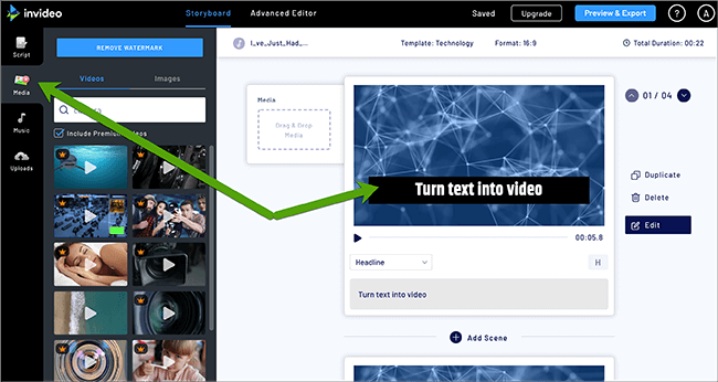 Invideo article to text