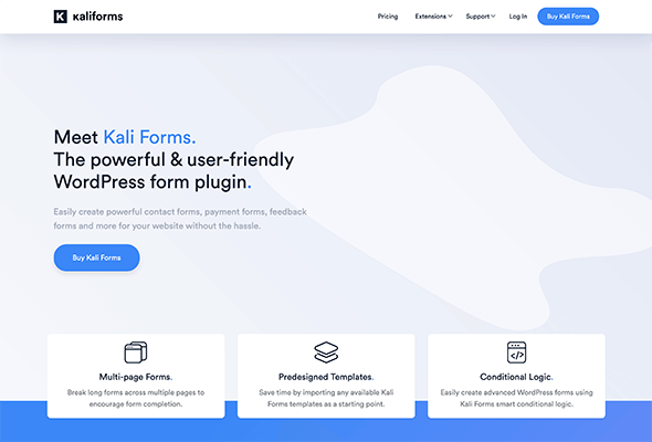 kali forms contact form homepage