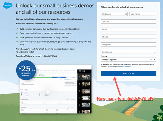 landing page example from salesforce