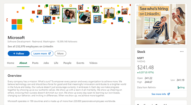 linkedin complete your profile page
