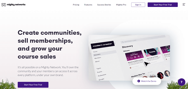 mighty networks homepage