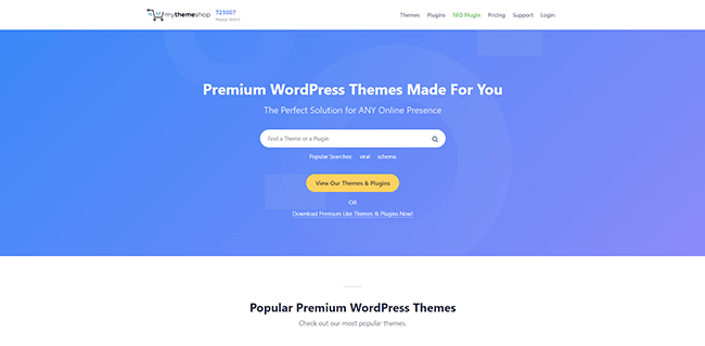my theme shop homepage