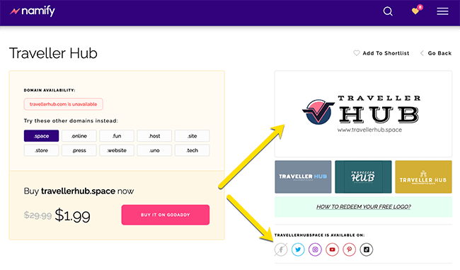 namify homepage