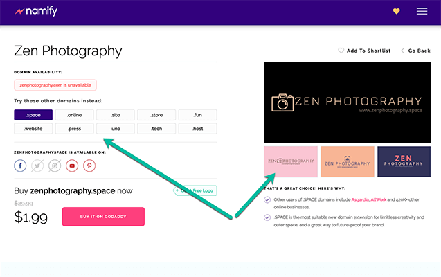 namify discover brand name and logo