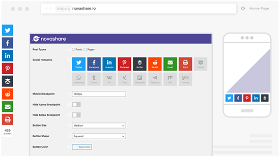 novashare social sharing plugin