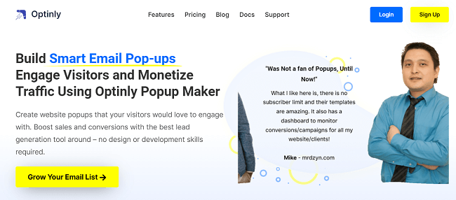 optinly homepage