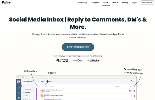 Pallyy Homepage - Social media inbox