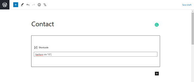 paste shortcode into gutenberg block