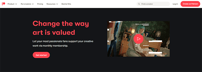 patreon homepage