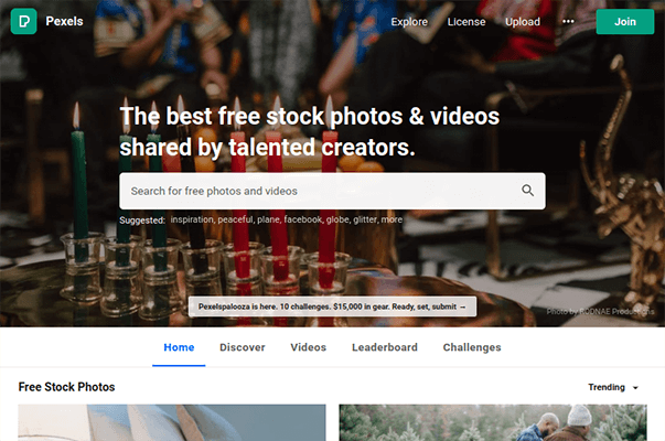 Pexels Homepage